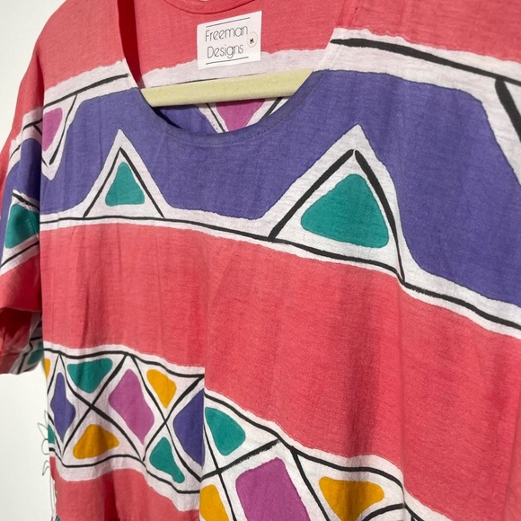 90s Printed Pink Dress FREEMAN DESIGNS - Picture 2 of 3